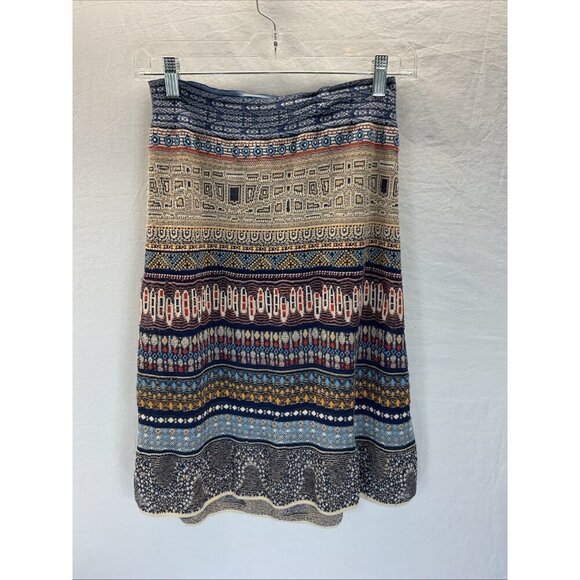 IVKO Women’s loose stitch midi Skirt linen blend abstract Size 36‎ Serbia Auth - Picture 1 of 13